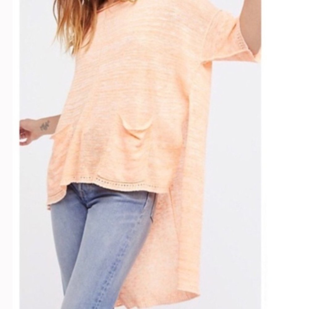 Free People Melange Orange Coral Hi Low Hem